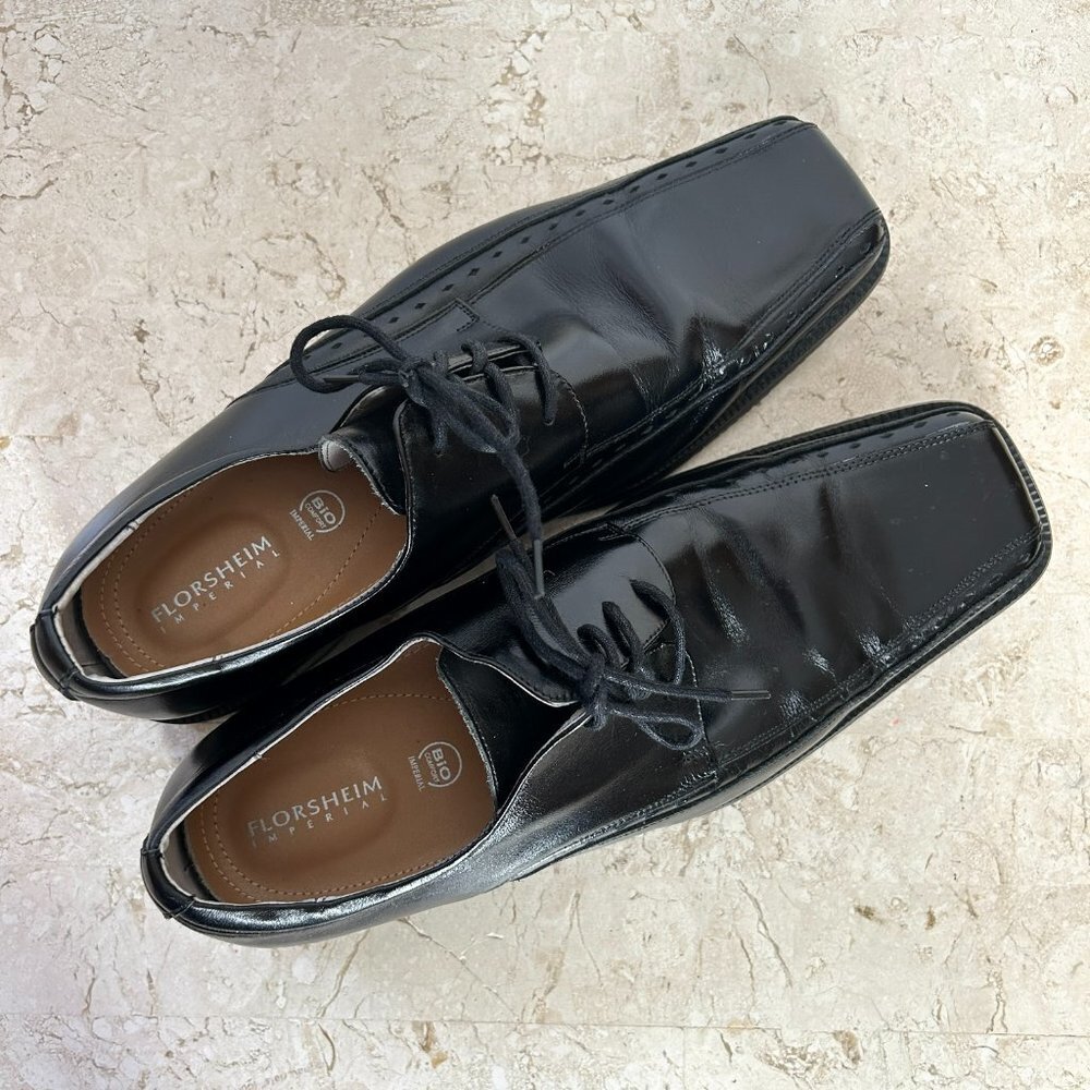 Florsheim Imperial Mens Dress Shoes 11 M Black Leather Square Toe Bio Comfort - Picture 4 of 8